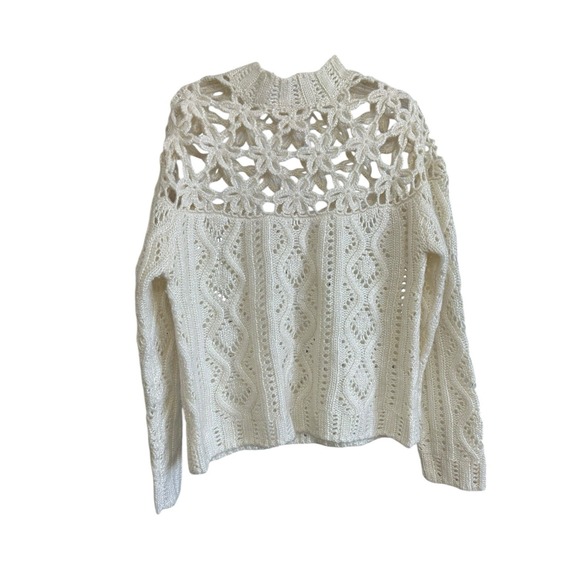 Marie Oliver Flora Crochet Sweater Sz L Winter White Cottagecore Coquette Luxury - Picture 8 of 8